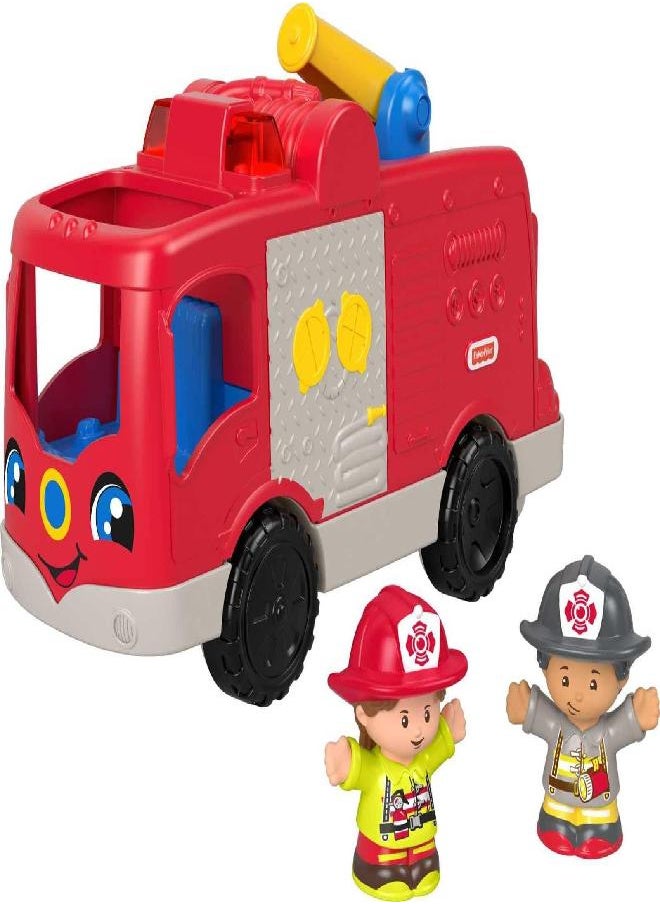 Fisher-Price Little People Musical Toddler Toy Helping Others Fire Truck With Lights Sounds & 2 Figures For Ages 1+ Years