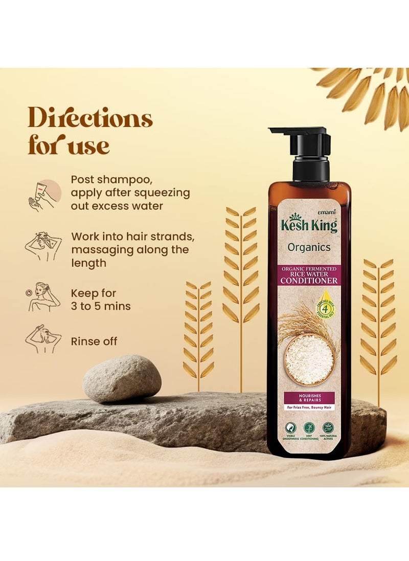 Kesh King Organics Anti Frizz Conditioner with Organic Fermented Rice Water, Helps Repair Damaged Hair, Moisturizes & Reduces Frizz for Visibly Soft, Smooth and Tangle Free Hair, 200ml