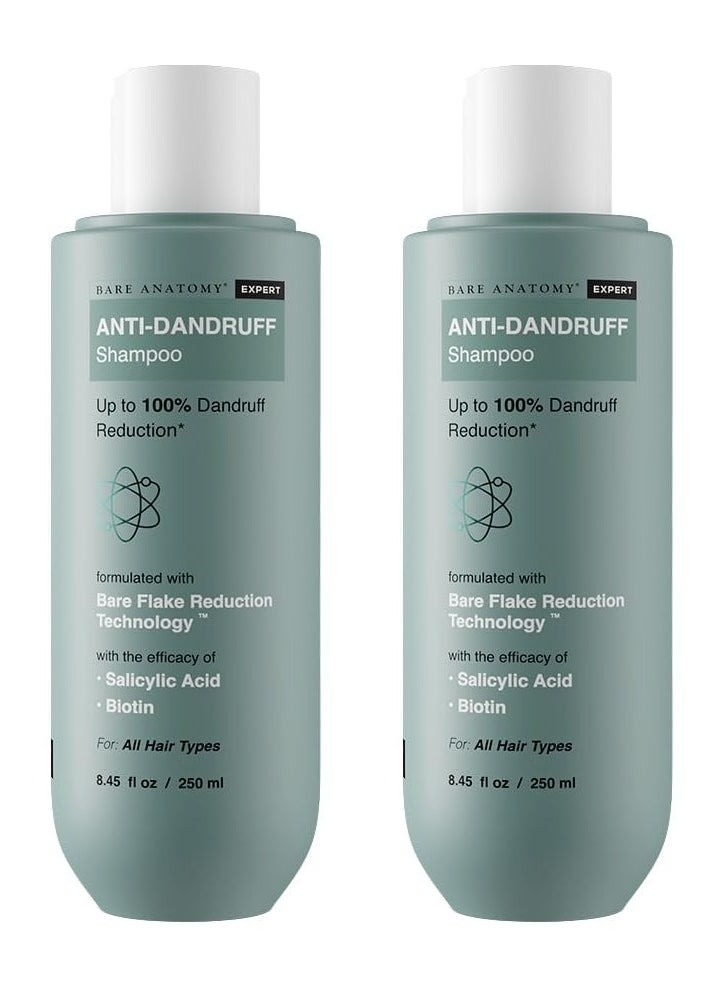 Anti Dandruff Shampoo | Reduces Upto 100% Dandruff & Strengthens Hair | With Salicylic Acid & Biotin | Paraben & Sulphate Free | All Hair Types | Women & Men | 250ml (Pack of 2)