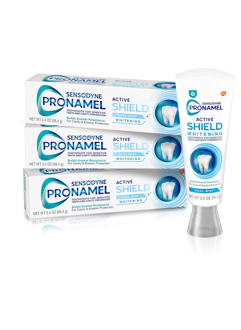 Sensodyne Pronamel Active Shield Whitening Enamel Toothpaste, Cool Mint - 3.4 Ounces x 3