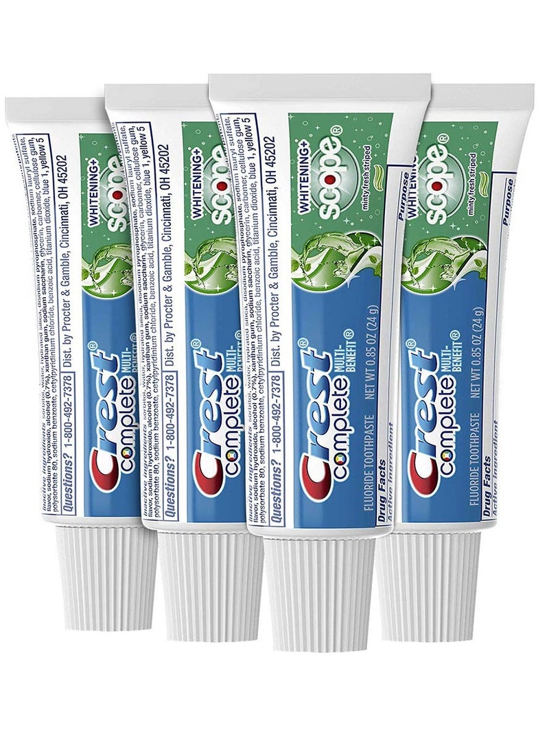 Crest Complete Whitening Scope Minty Toothpaste .85 Oz Travel Size 4 Pack