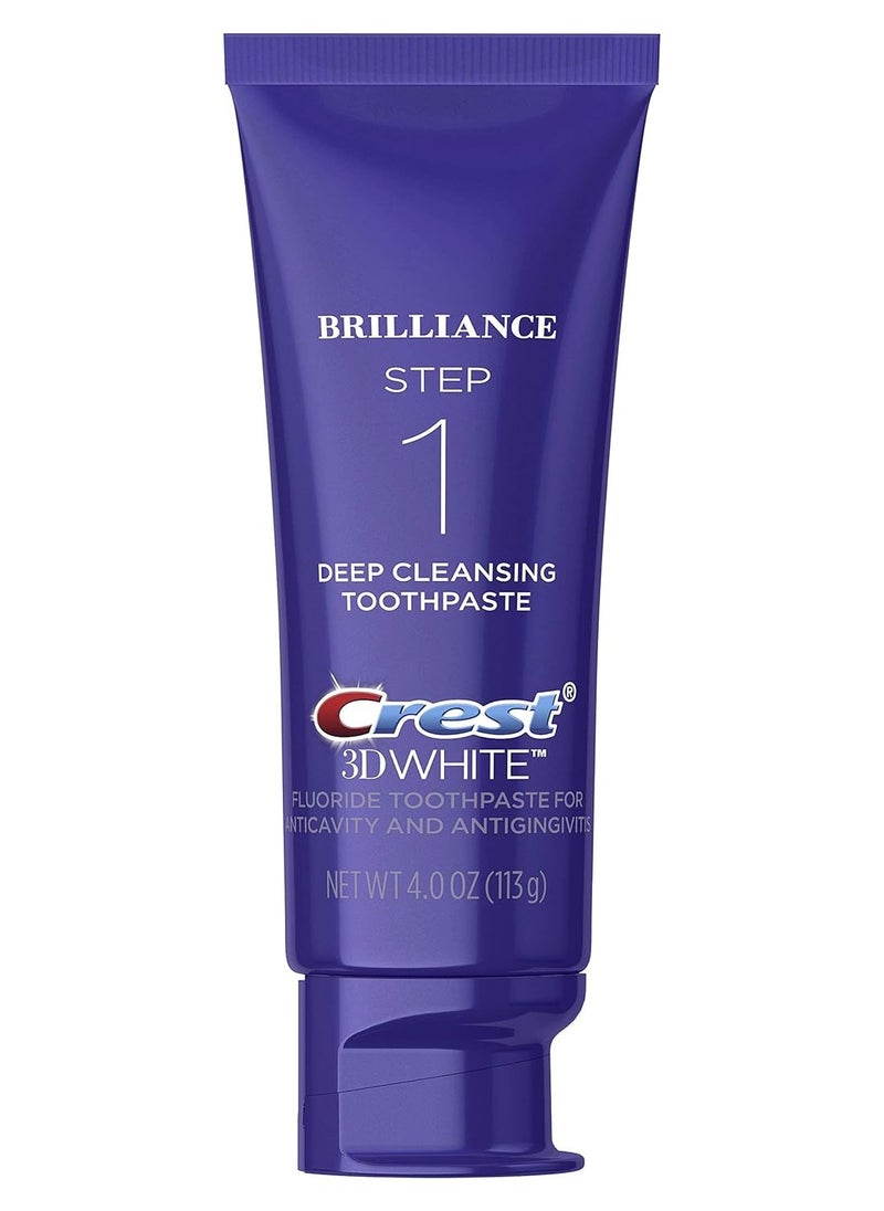 Crest 3D White Brilliance 2 Step Kit, Deep Clean Toothpaste (4oz) + Teeth Whitening Gel (2.3oz)