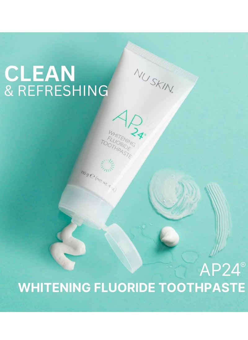 Nu Skin AP 24 Whitening Fluoride Toothpaste | 4oz | Brightens and Whitens Teeth | Helps Prevent Dental Cavities | Gentle Vanilla Mint Formula (1 Pack, Flouride)