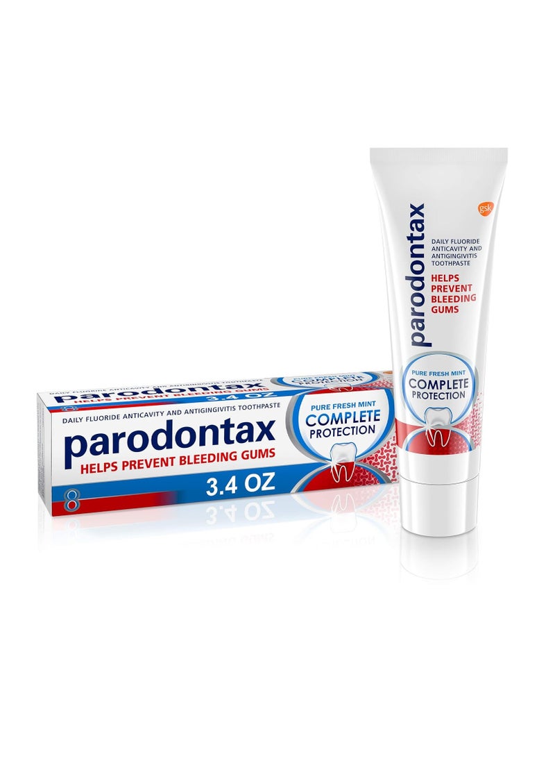 Parodontax Complete Protection Toothpaste for Bleeding Gums, Gingivitis Treatment and Cavity Prevention, Pure Fresh Mint - 3.4 Ounces