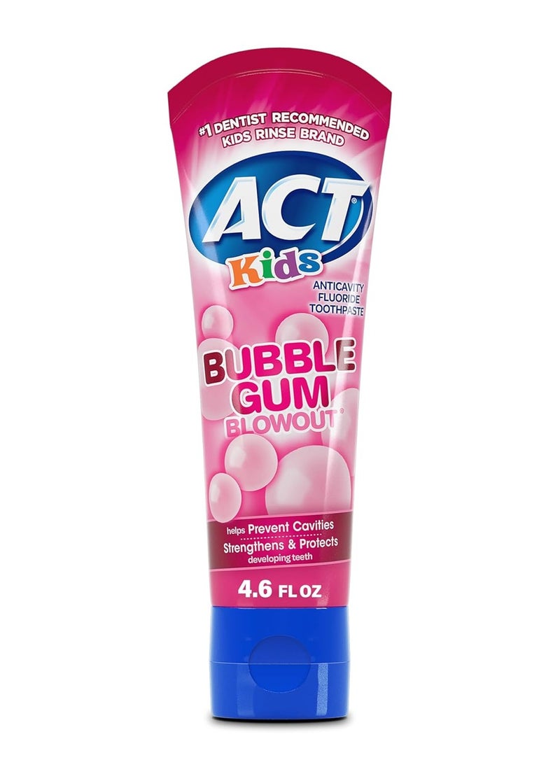 ACT Kids Anticavity Fluoride Toothpaste 4.6 oz. Bubble Gum Blowout