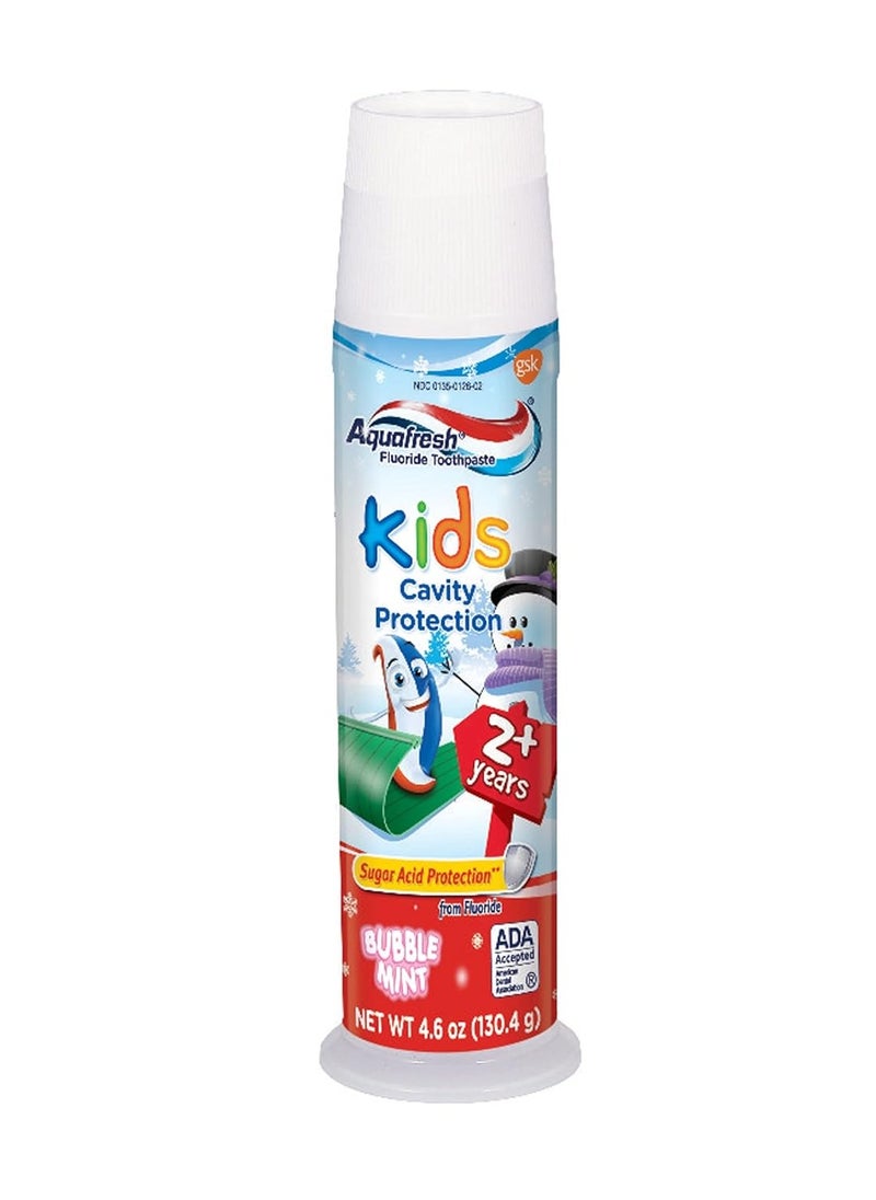 Aquafresh Kids Pump Cavity Protection Bubble Mint Fluoride Toothpaste for Cavity Protection, 4.6 ounce