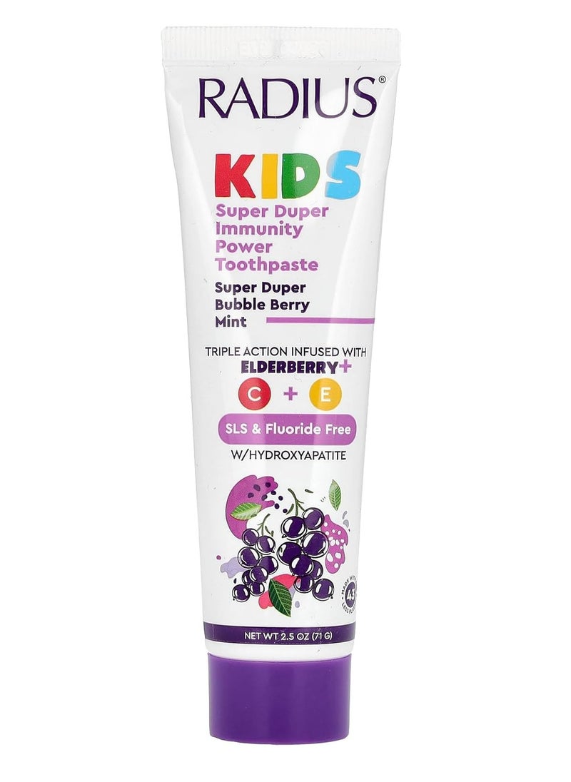 RADIUS Kids Super Duper Immunity Power Toothpaste 2.5 Oz - Super Duper Bubble Berry Mint - Pack of 1