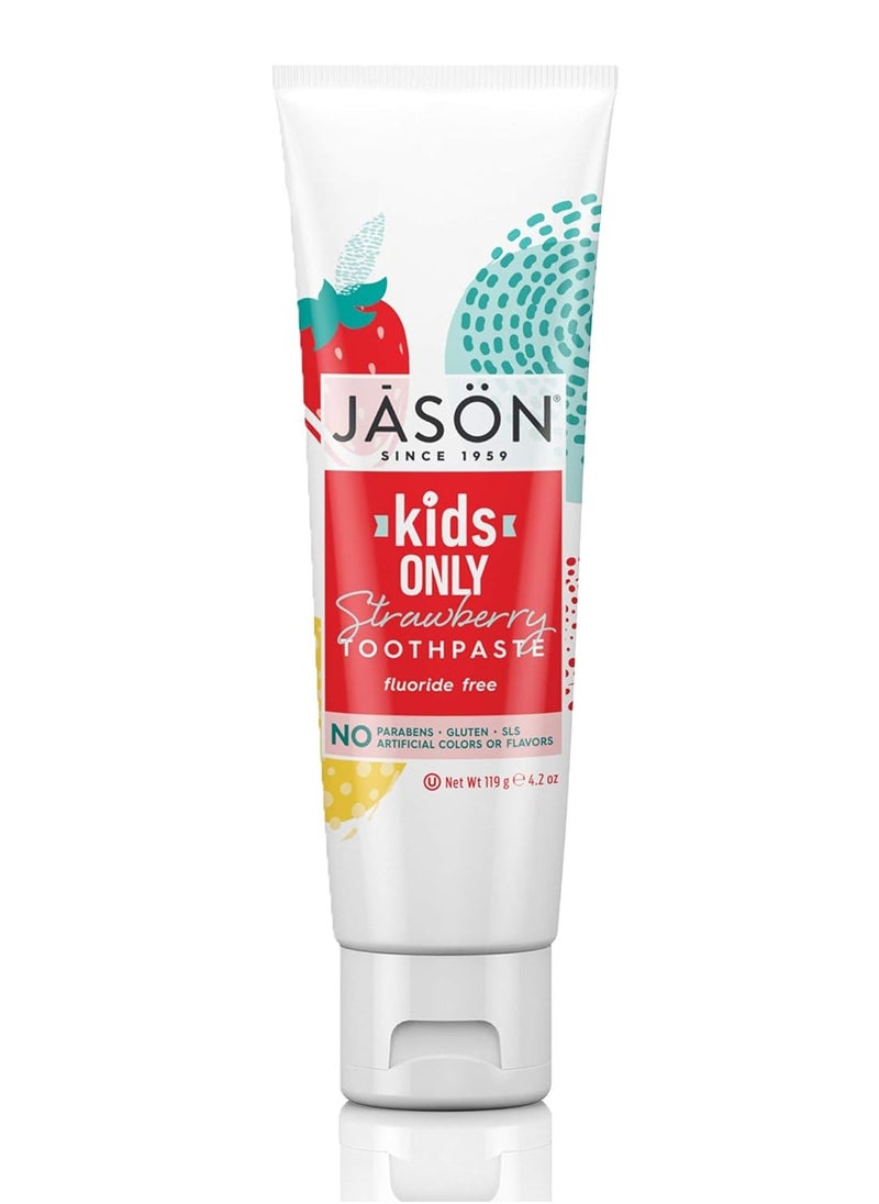 Jason Kids Only Fluoride-Free Toothpaste, Strawberry, 4.2 Oz