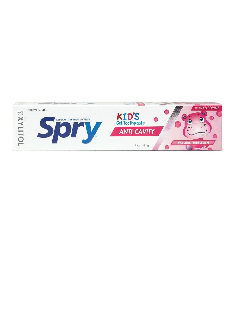 Spry Xylitol Toothpaste for Kids 5oz. Kids Toothpaste with Fluoride, Teeth Whitening Kids Toothpaste with Xylitol, Natural Breath Freshening, Mouth Moisturizing Ingredients, Bubble Gum (Pack of 1)