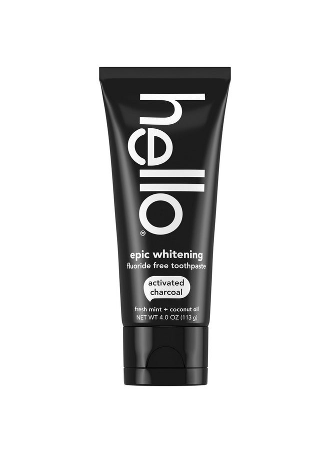 Activated Charcoal Epic Whitening Fluoride Free Toothpaste, Fresh Mint + Coconut Oil, Vegan & Sls Free