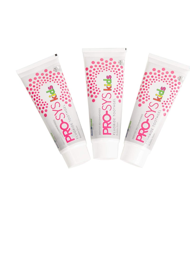 PRO-SYS® Kids Bubblegum Fluoride Toothpaste Toothgel - ADA Accepted (3 Pack)