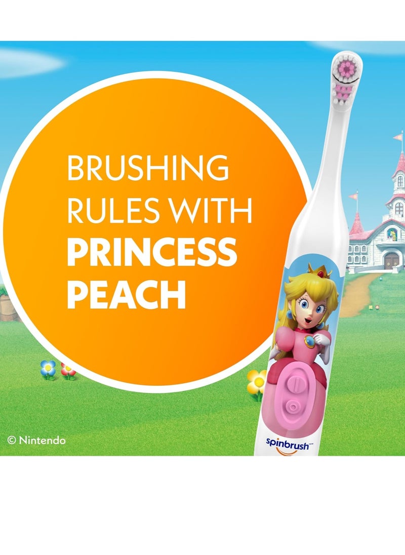 Spinbrush Princess Peach Kids Electric Battery Toothbrush, Soft, 1 ct