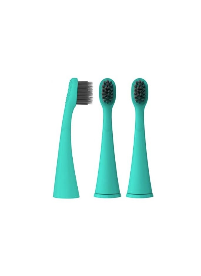 BURSTkids Toothbrush Heads 3-Pack - Genuine BURST Kids Electric Toothbrush Replacement Heads for a Perfect Fit - Ultra Soft Bristles – 9 Month Supply of Brush Heads, Seafoam Teal