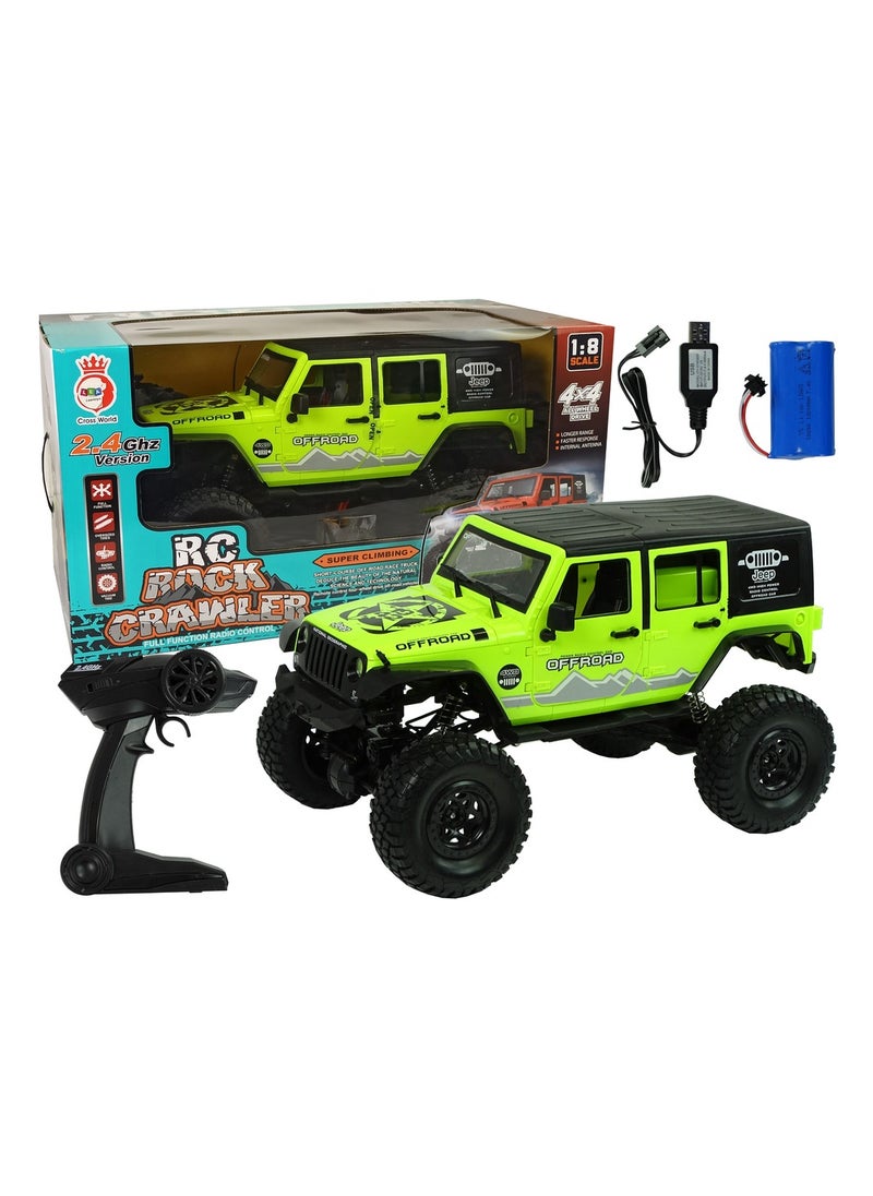 Large 1:8 R/C 4X4 RECHARGEABLE JEEP - Green