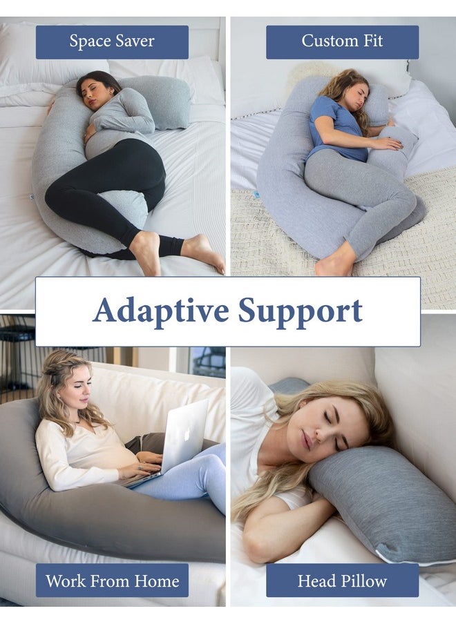 Pregnancy Pillows, U-Shape Full Body Pillow - Removable Cooling Cover -Dark Grey - Pregnancy Pillows For Sleeping - Body Pillows For Adults, Maternity Pillow And Pregnancy Must Haves