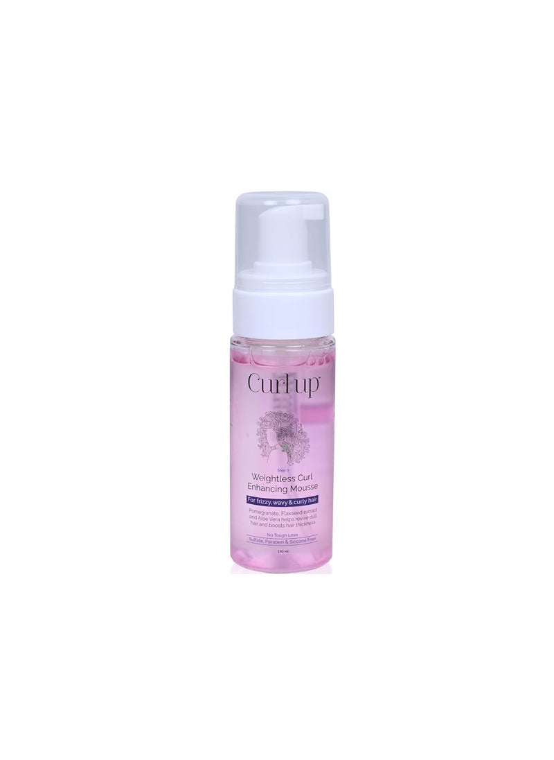 Curl Up Weightless Curl Enhancing Mousse | Wavy & Curly Hair Mousse | Light Weight Styler Defines Curls, adds Shine and Volume | Hair Mousse for Women & Men |150ml