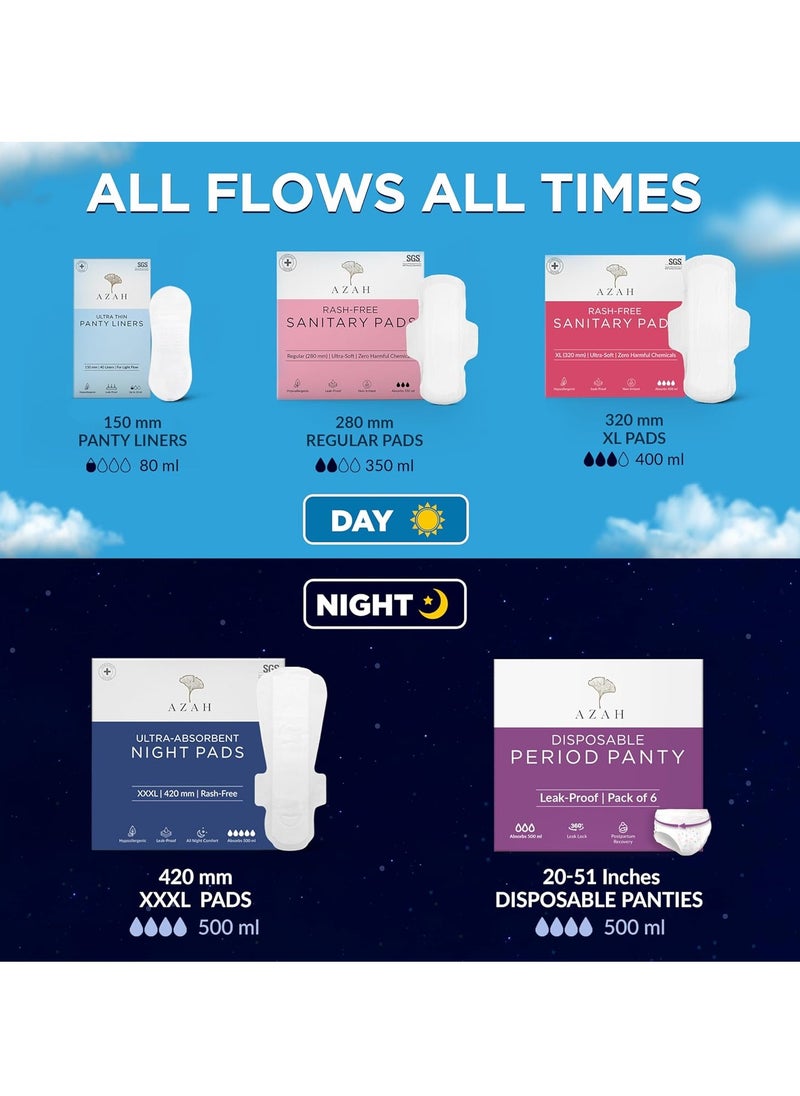 Azah XXXL Sanitary Napkins for Women [Pack of 25] | Extra Large Night Pads | Cottony Soft Sanitary Pads for Women | XXXL Pads for Women | Leak Proof for Overnight Protection | Extra Long & Wide Back