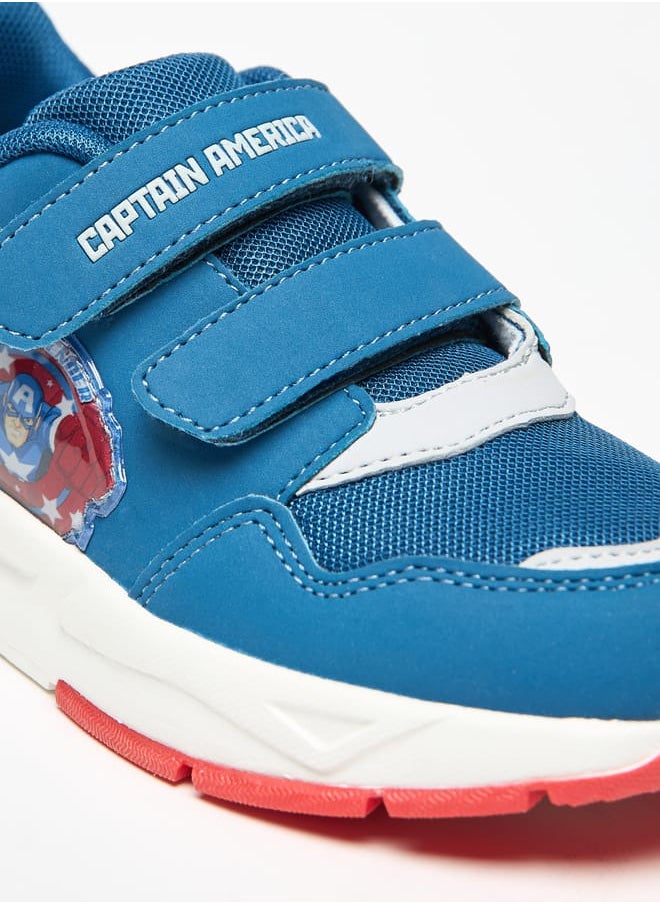 Marvel Captain America Print Sneakers with Hook and Loop Closure