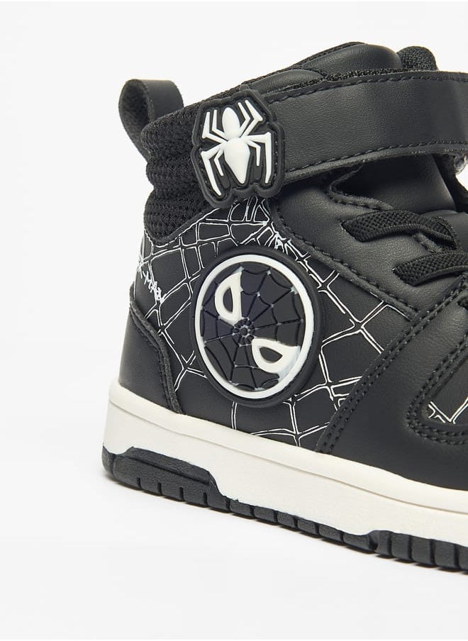 Spider-Man Embossed Sneakers with Lace Detail and Zip Closure