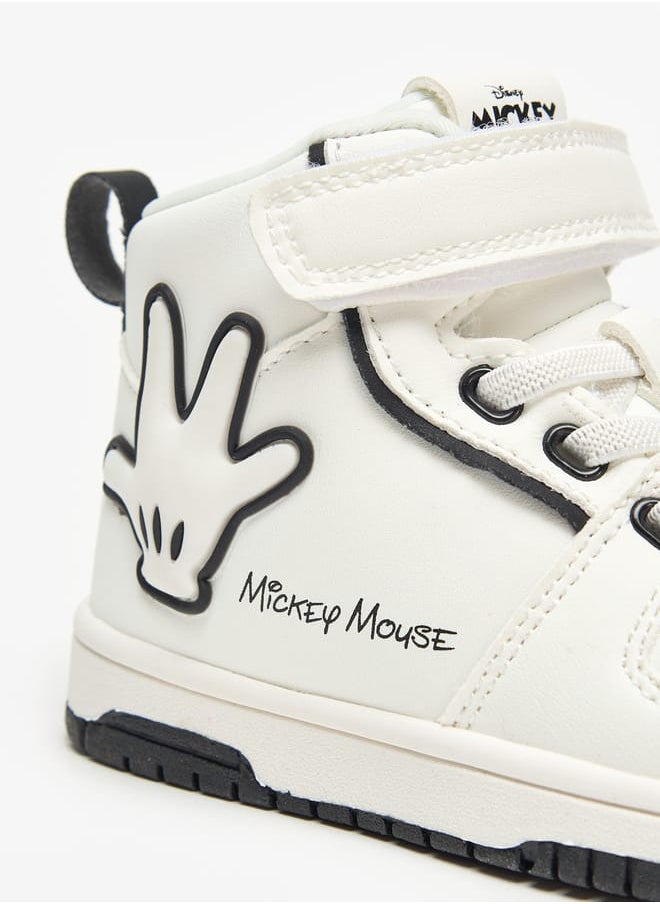 Mickey Mouse Embossed Sneakers with Hook and Loop Closure