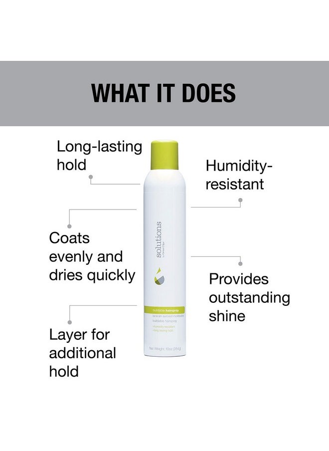 Solutions Buildable Hairspray, 10Oz | Protects Against Humidity | Provides Long-Lasting Hold & Shine | For All Hair Types