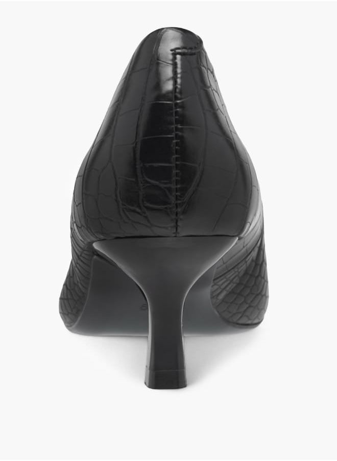 Women's Textured Slip-On Pumps with Kitten Heels