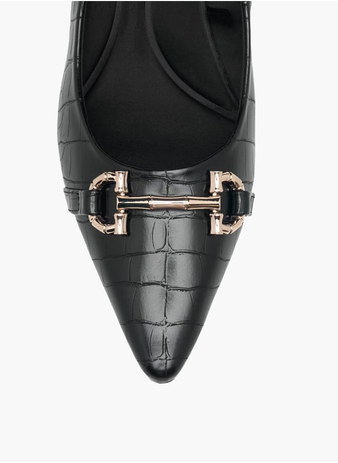 Women's Textured Slip-On Pumps with Kitten Heels