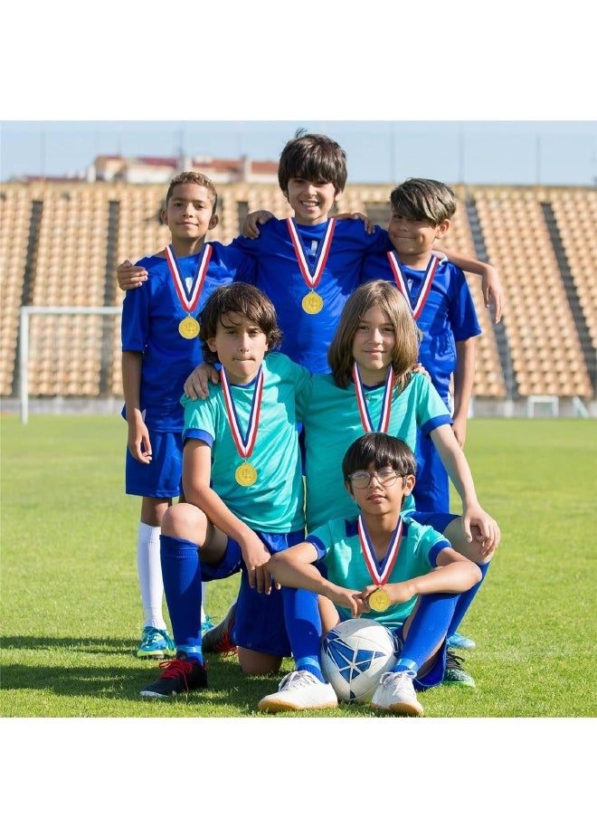 12 Pack Metal Soccer Medals with Ribbons, Gold Award Medals Winner Medals, Football Medals for Soccer Team Gifts, Soccer Games Party Favors Prizes for Children Adults, 2 Inches