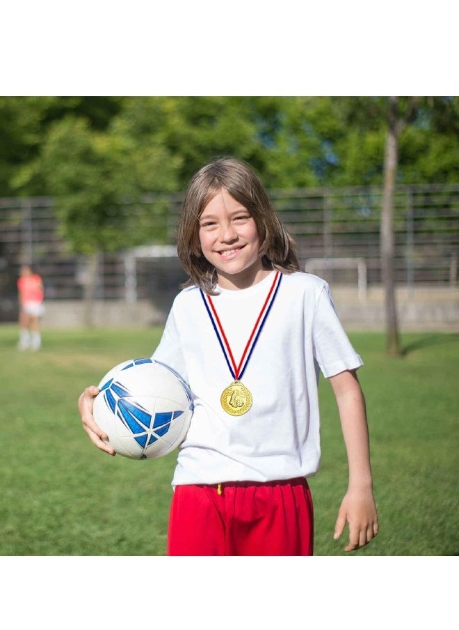 12 Pack Metal Soccer Medals with Ribbons, Gold Award Medals Winner Medals, Football Medals for Soccer Team Gifts, Soccer Games Party Favors Prizes for Children Adults, 2 Inches