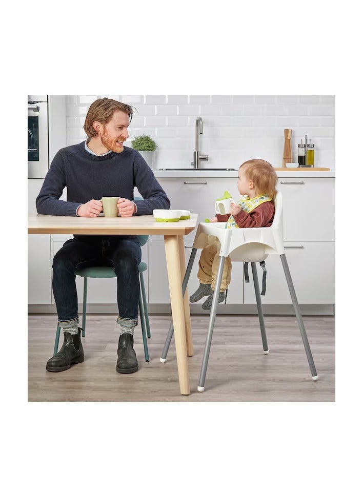 ANTILOP Highchair with safety belt, white/silver-colour