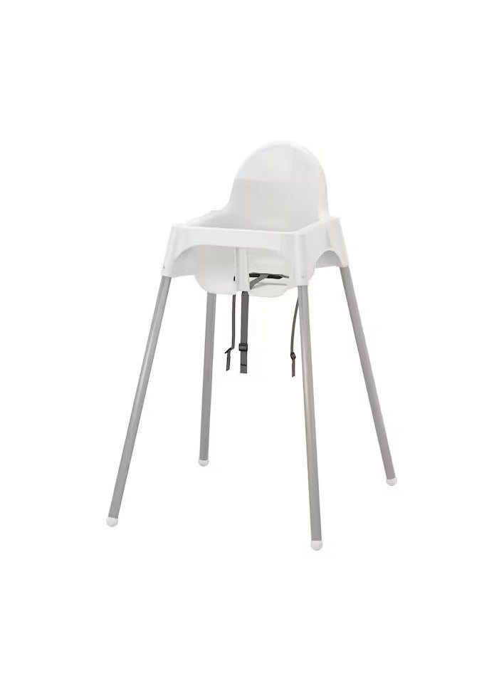 ANTILOP Highchair with safety belt, white/silver-colour