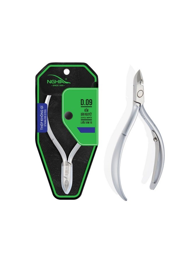 Cuticle Nipper - D-09 Jaw 12 | Stainless Steel | Durable And Sharp | Ergonomic Design | Grey Plated | Ideal For Salons And Home Use