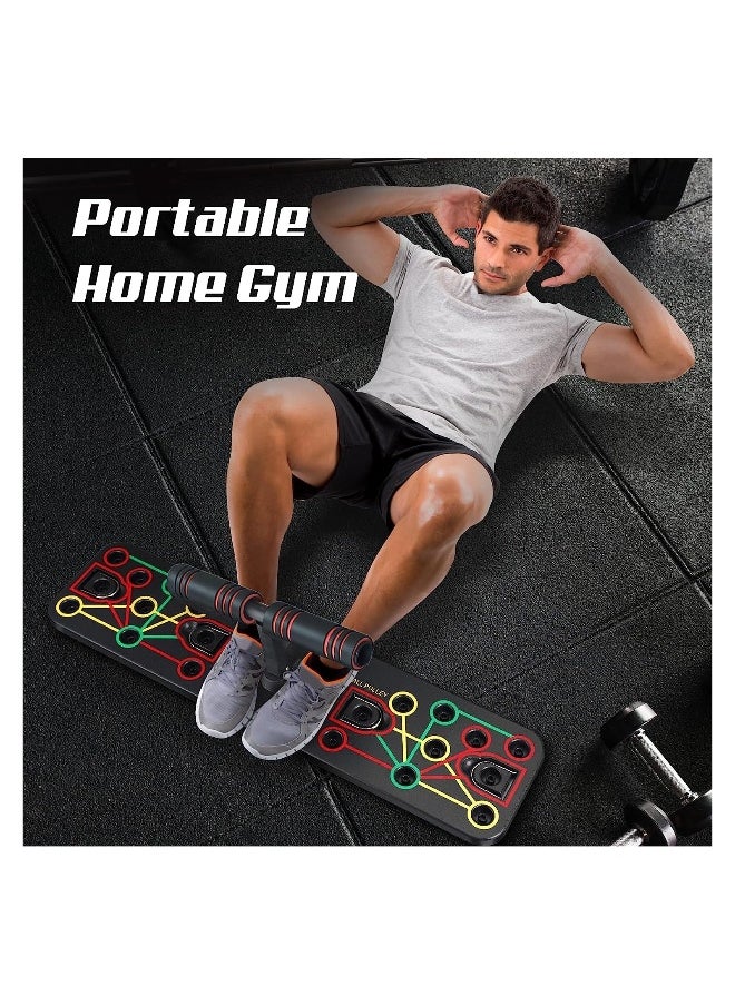 Push Up Board with Sit up Stand. Multi-Functional Push Up Bar with Resistance Bands, Portable Home Gym, Strength Training Equipment, Push Up Handles for Perfect Push up, Home Fitness for Men and Women