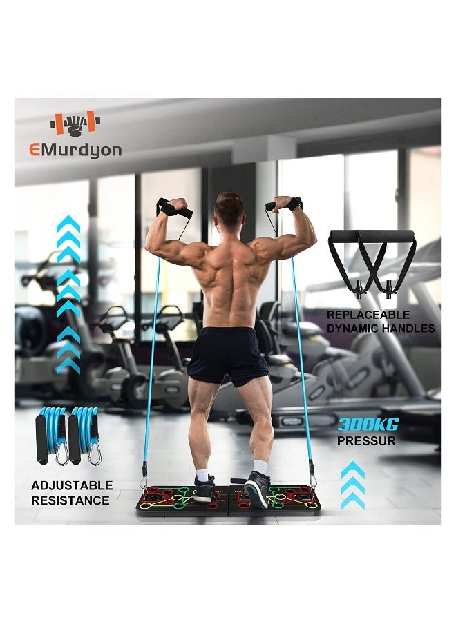 Push Up Board with Sit up Stand. Multi-Functional Push Up Bar with Resistance Bands, Portable Home Gym, Strength Training Equipment, Push Up Handles for Perfect Push up, Home Fitness for Men and Women