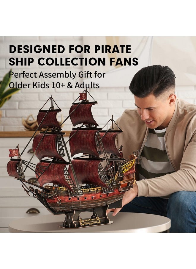 3D Puzzles For Adults Kids, Red Queen Anne'S Revenge 391 Pcs, Home Decor Cool Pirate Ship Arts & Crafts For Adults Puzzles Model Kits, Birthday Gifts For Women Men Puzzles For Adults