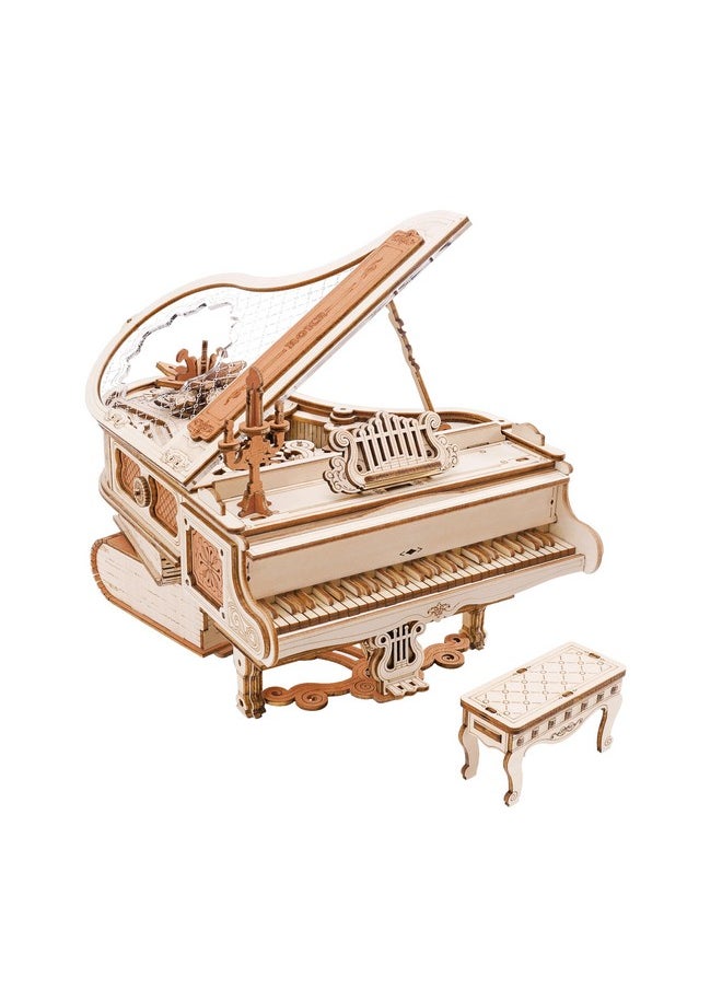 3D Wooden Puzzles For Adults 223Pcs Piano Model Kit 1:20 Scale Building Puzzles Wooden Music Box Unique Gift For Men Women Hobbies For Birthday Christmas