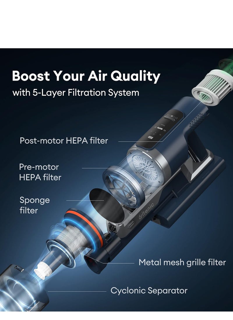 FS1 Cordless Vacuum Cleaner, with Automatic Emptying Station, Powerful Suction 30KPa/450W, Removable Battery, 5-Layer Filter,Handheld, Stick Vacuum Cleaner for Hard Floor Home Carpets