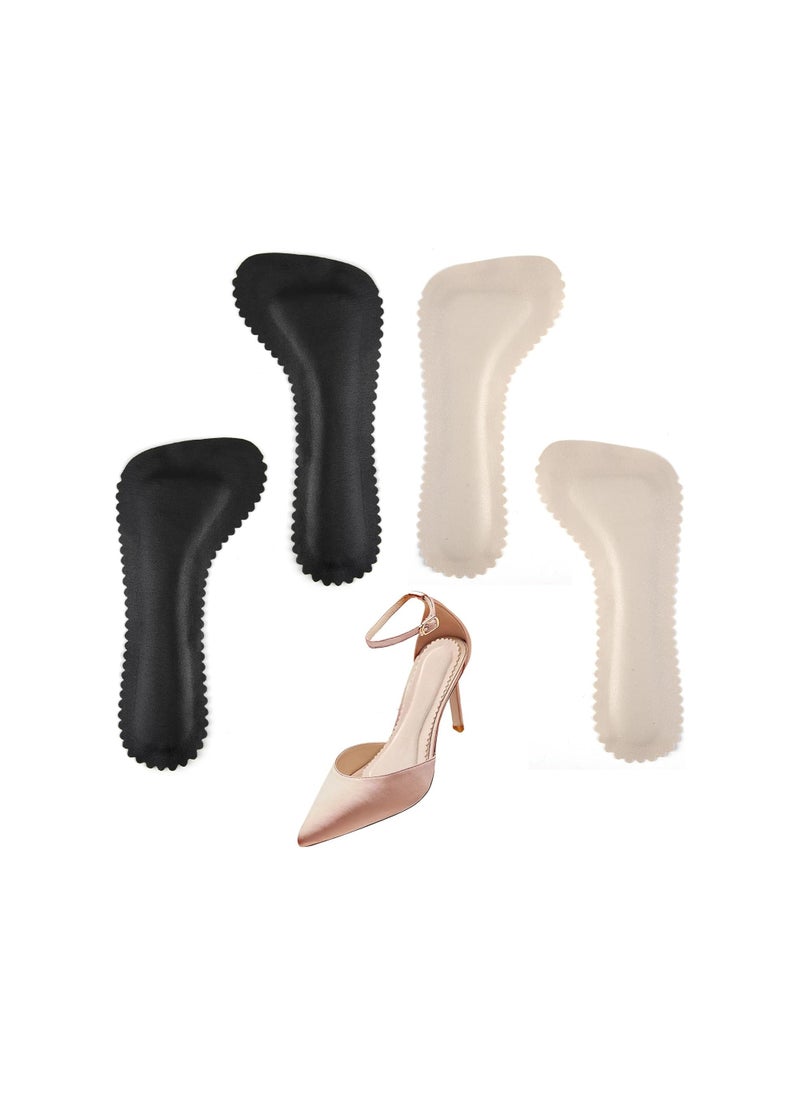 4 Pair Soft Sweat Absorbing High Heel Insole, Self-Adhesive Non-Slip Invisible Insoles for Sandals, Comfort Breathable Shoe Pads for Women Summer Sandals High Heels Use, 37-38 Size