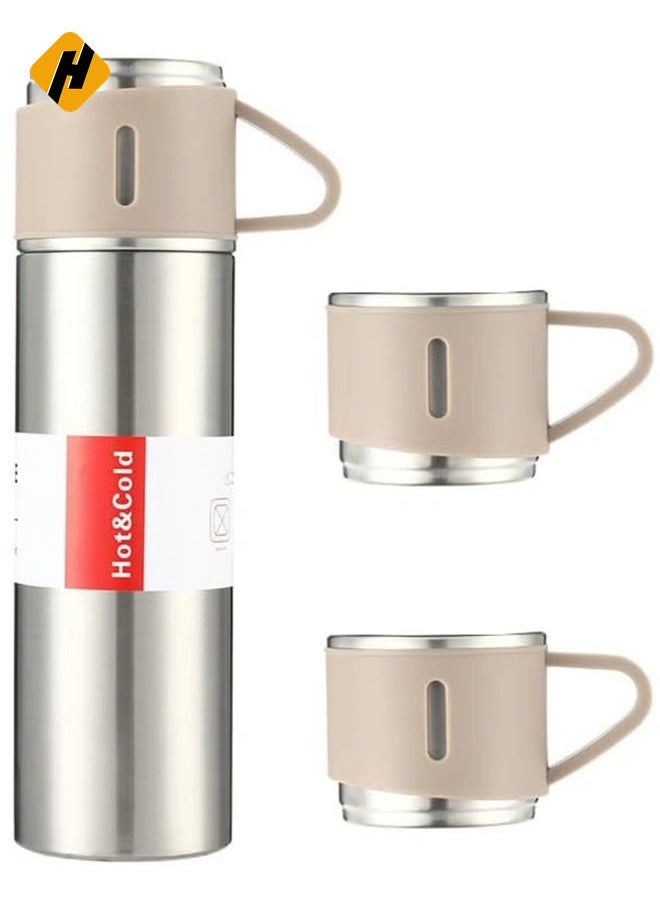 Stainless Steel Thermos Flask Set Stainless Steel Coffee Tumbler Gift Box Commercial Gift Vacuum Insulated Bottle Hot Drink Water Bottle Cold Drink Water Bottle (Steel color)