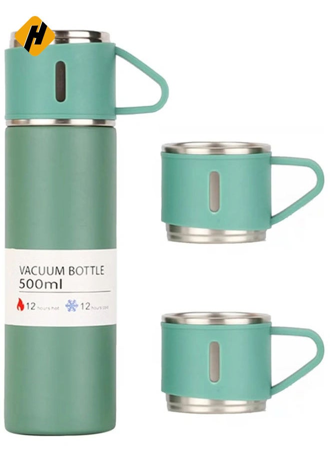 stainless steel thermos flask set gift box commercial gift vacuum insulated bottle hot drink water bottle cold drink water bottle.（green）