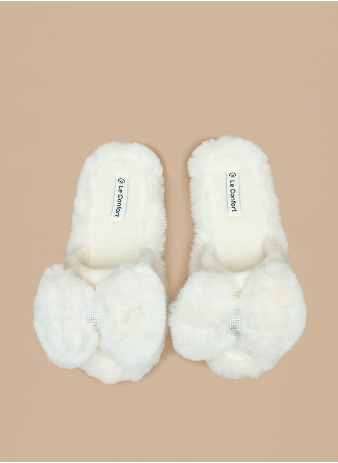 Faux Fur Textured Bedroom Slippers