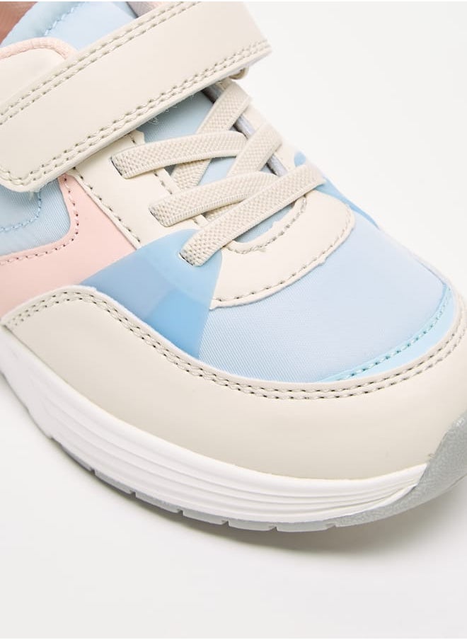 Colourblock Sneakers with Hook and Loop Closure