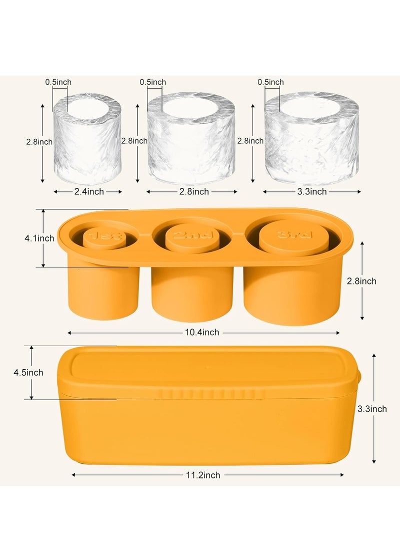 Ice Cube Tray For Stanley Cup Silicone Ice Cube Maker With Lid For 30-40Oz Tumbler For Chilling Whiskey Cocktails Drinks Coffee Easy Fill And Release Ice Maker BPA Free Orange