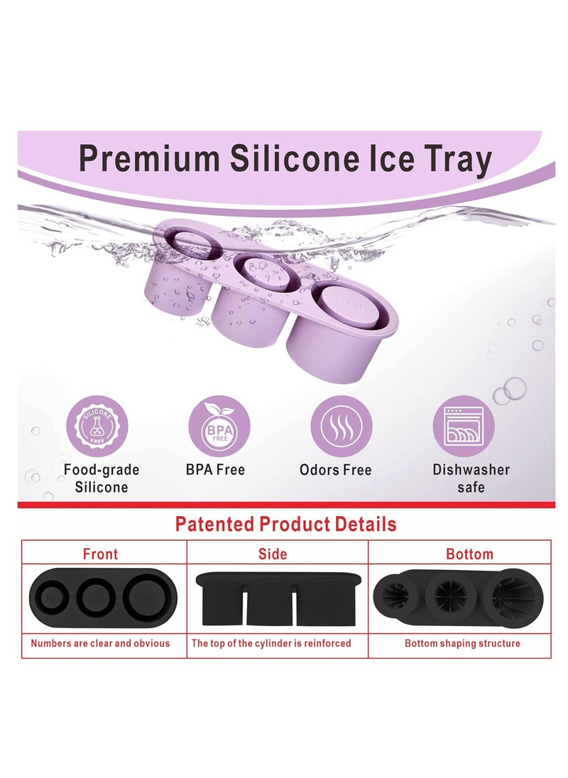 1 Pack Glass Ice Cube Tray for 40 oz Glass, Glass Silicone Ice Cube Tray with Container and Lid (Purple)