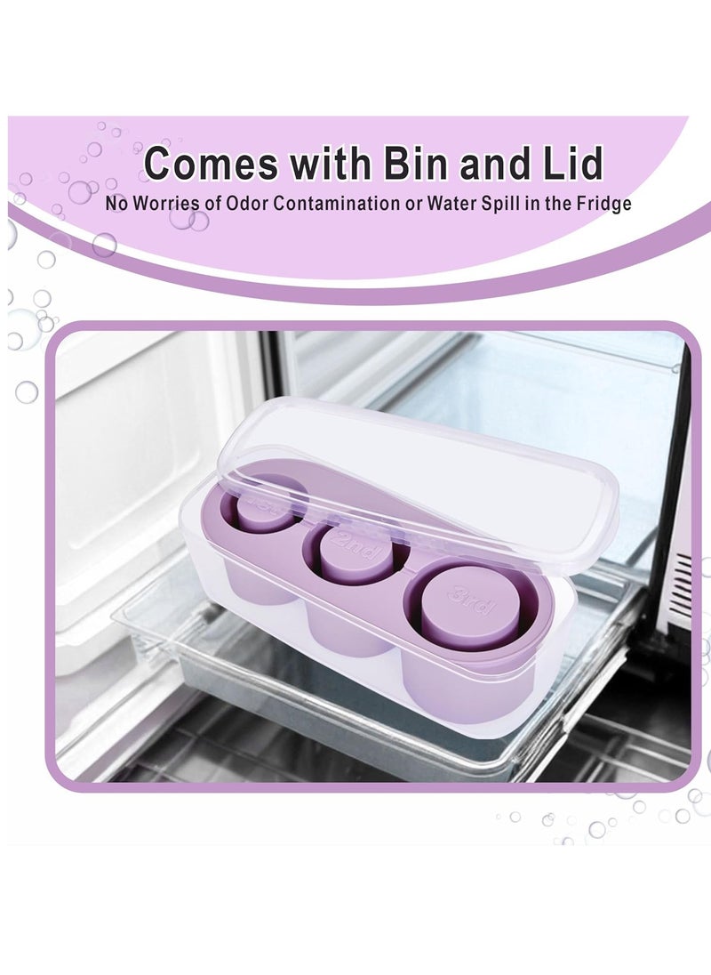 1 Pack Glass Ice Cube Tray for 40 oz Glass, Glass Silicone Ice Cube Tray with Container and Lid (Purple)