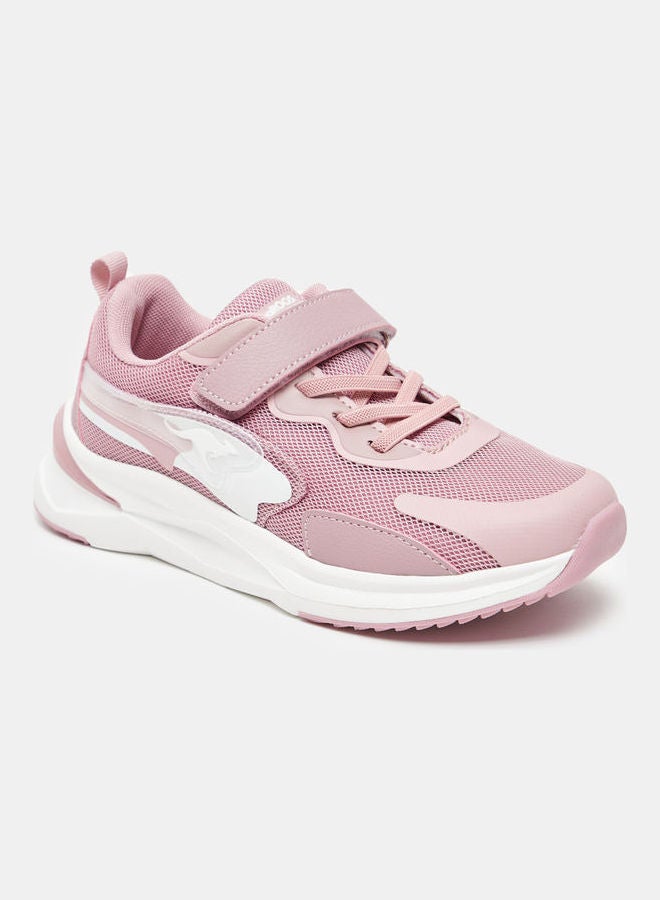 Girls' Textured Walking Shoes With Hook And Loop Closure Pink