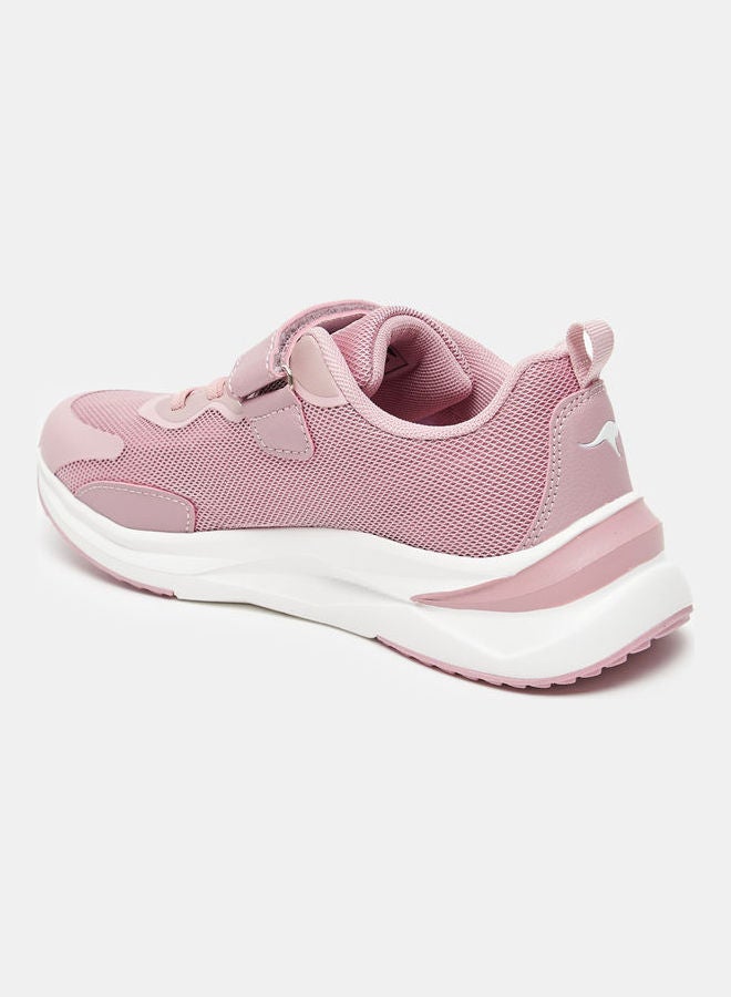 Girls' Textured Walking Shoes With Hook And Loop Closure Pink