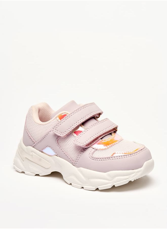 Panelled Sneakers with Hook and Loop Closure