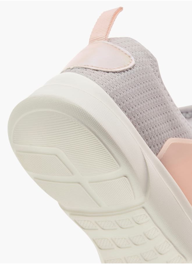 Girls Panelled Slip-On Sports Shoes with Pull Tabs