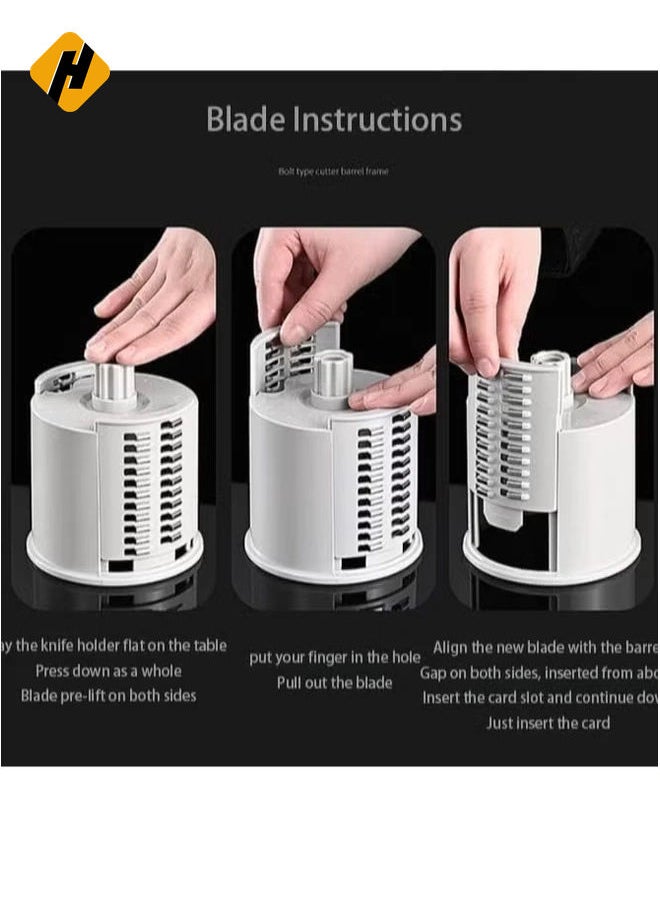 vege-cutter1x20 Multifunctional Vegetable Grater Fruit Vegetable Slicer Easy Clean 4 in 1 Adjustable Handheld Vegetable Slicer Spiral Drum Slicer Assorted